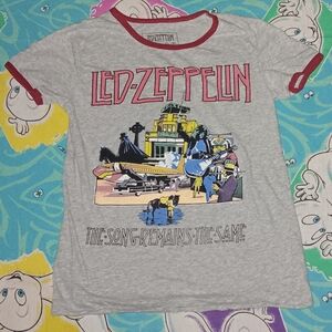 Gray Graphic Tee with Red Accents